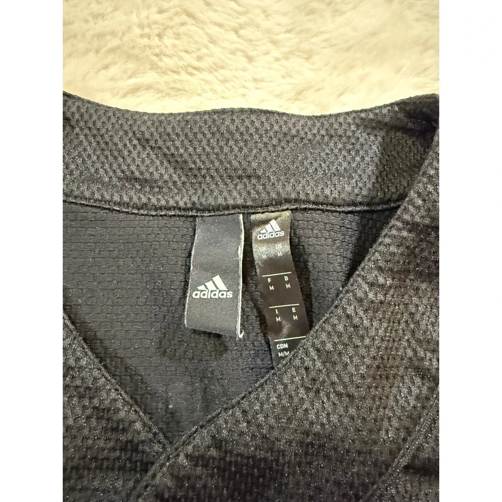 Adidas Baseball Jersey Black Mesh Snap Three Stripe Life Athleisure Streetwear M